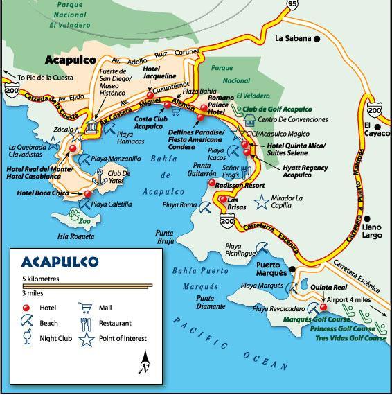 Mapa Sitios de interés en Acapulco