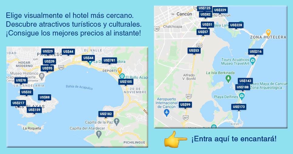 Mapa de Hoteles en México Mapa de Hoteles en México